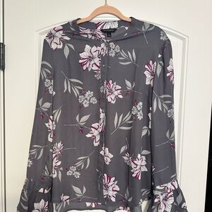 Banana Republic Gray Floral Blouse
